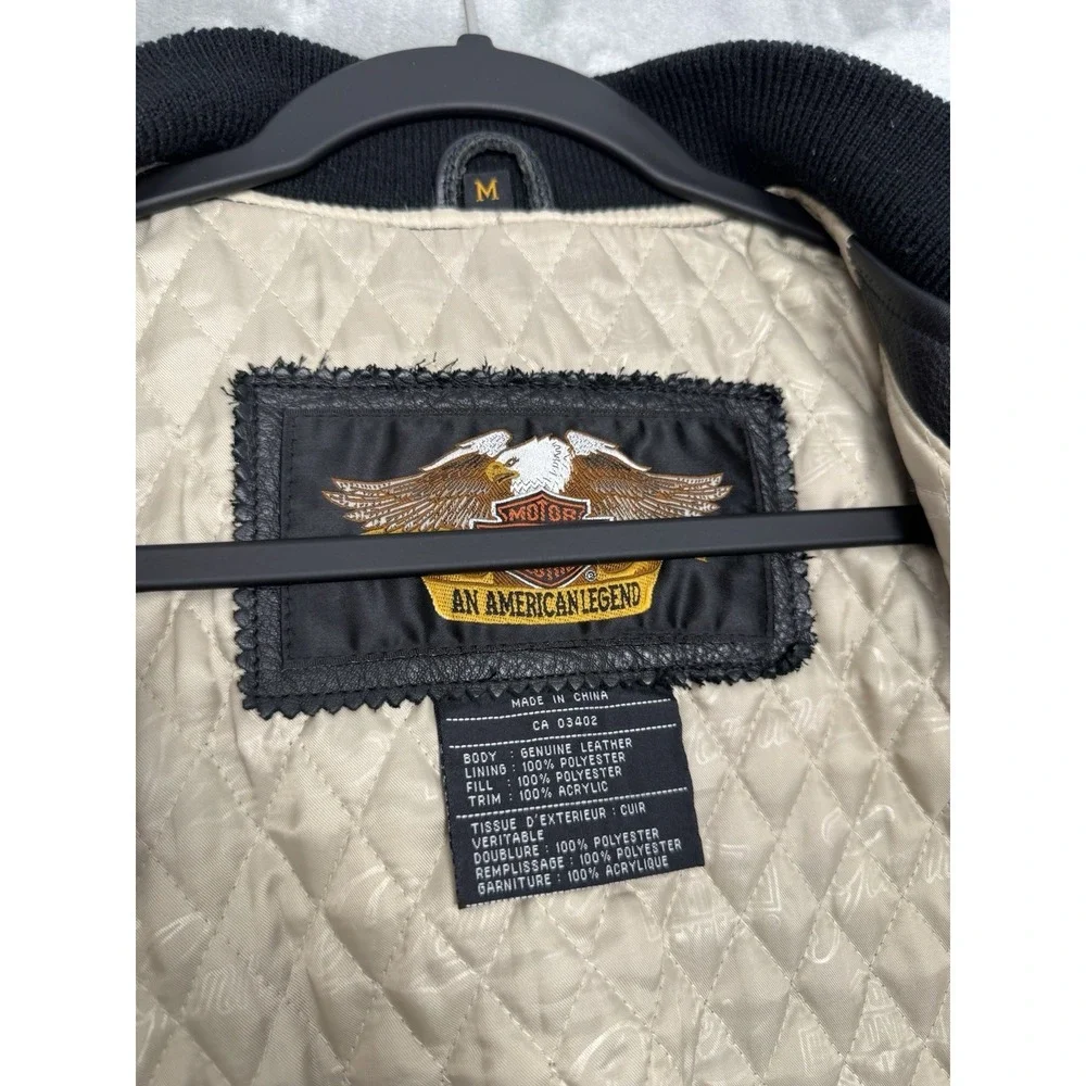 Vintage Harley Davidson Jacket Mens Medium Leather Bomber Milwaukee Biker Logo